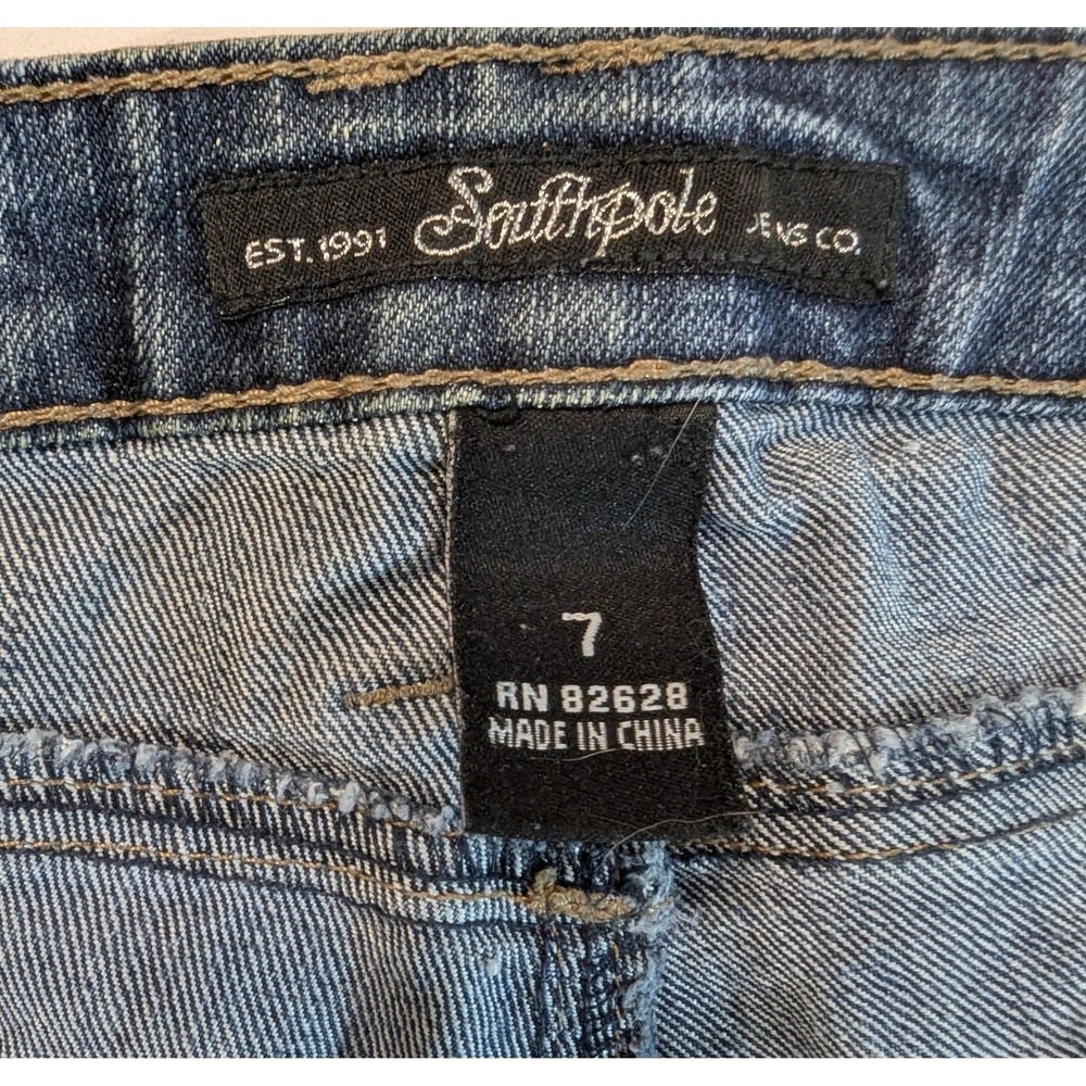 Southpole Capri Jeans Womens Junior Size 7 Low Rise Blue‎ Denim Cuffed Hem Y2K - Picture 7 of 9
